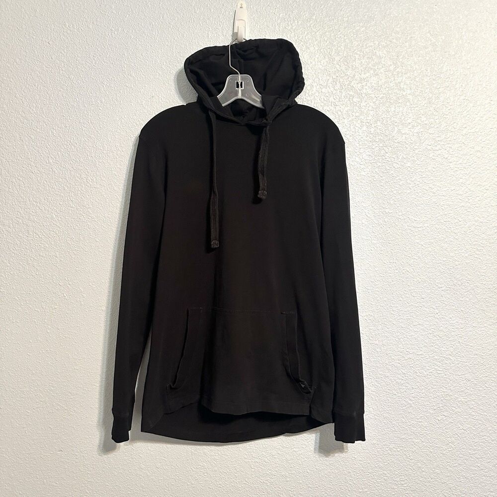 Prana Sweater Mens Large Black Throw On Hoodie Pullover Lightweight Knit Stretch